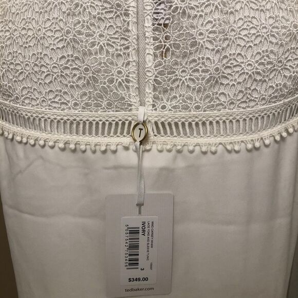 Ted Baker Carsey Crocheted Lace Yoke Shift Dress Ivory TB3 US8 - Picture 6 of 13